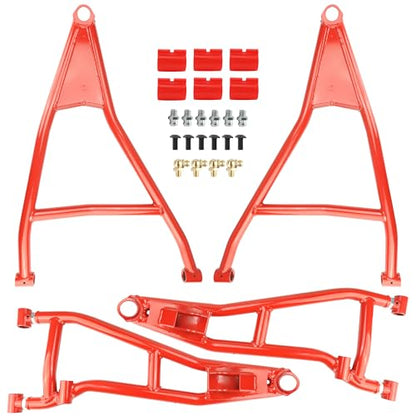 High Clearance Front Upper & Lower A-Arms for Can-Am Maverick X3 72" Body, Heavy-Duty 1.25" Tubular Steel, Adjustable Camber, Reinforced Suspension Arms Kit, Red - size: For 72" Can-Am, style: Front