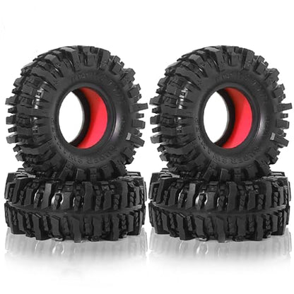 REDSPIDER • 1.9 Crawler Tires(4PCS) Silicone Rubber Insert Mud 1.9 Tires OD 4.65‘’ for 1/10 RC Crawler Car TRX4 TRX6 Axial SCX10 90046 SCX10 III AXI03007 Tamiya CC01 D90 D110