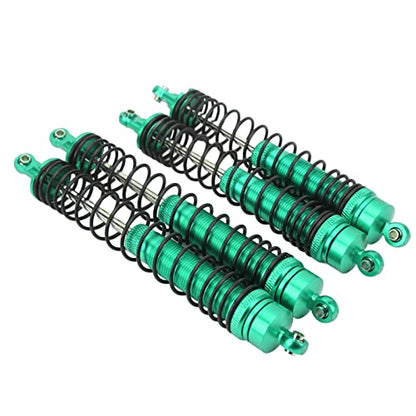 1/10 RC Shock Absorbers 150mm 135mm Aluminum Alloy 4mm Shaft 4-Piece Set, Adjustable Threaded Preload for Axial Ryft 4WD, OilFilled CoilOver Damping for Rock Crawling (Green) - color: Green