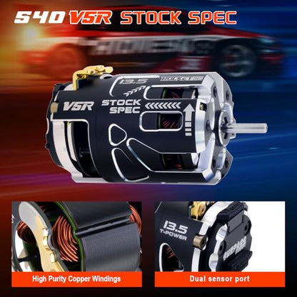 Surpass Hobby 540 V5R Sensored Brushless Motor, Competition Level Motor with Shaft 3.175 Use for 1:10 RC Racing Car（17.5T） - style: SPEC 17.5T