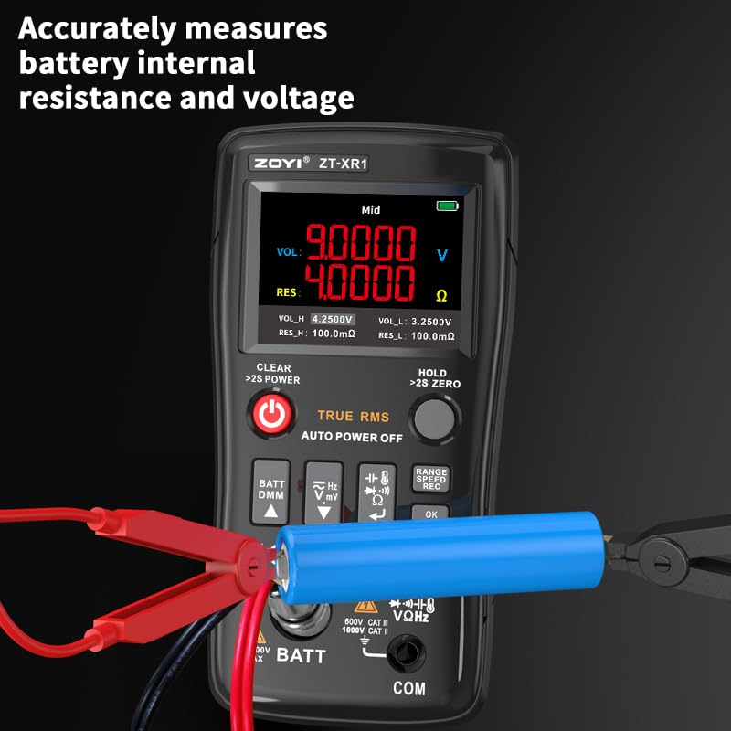 Battery Internal Resistance Tester 2 in 1 multimeter Battery Voltage Meter Car Battery Tester for AAA AA Model 0.1mΩ-200Ω