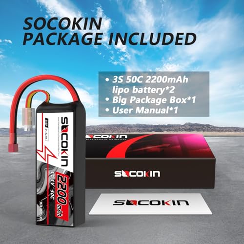 3S 2200mAh Lipo Battery 11.1V 50C Lipo Battery with T-Plug Connector Soft Case for RC Car Boat Truck
