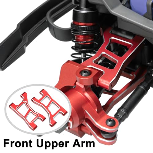 Aluminum 1/16 Suspension Arms Front Rear and Upper Lower Suspension Arms | for Traxxas 1/16 Mini Slash 4X4 BL-2s 108164-1 RC Truck Upgrade, Red - color: Red