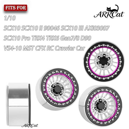 Alloy 2.2 Beadlock Wheels Rims for 1/10 TRX4 TRX6 SCX10 SCX10 II SCX10 III SCX10 Pro Gen7/8 D90 VS4-10 MST CFX RC Crawler Car,RC 2.2 Beadlock Wheel Off Road Buggy Rally RC Truck Wheel,Silver - color: Silver - (Alloy 2.2 Beadlock)