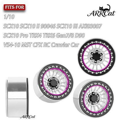 Alloy 2.2 Beadlock Wheels Rims for 1/10 TRX4 TRX6 SCX10 SCX10 II SCX10 III SCX10 Pro Gen7/8 D90 VS4-10 MST CFX RC Crawler Car,RC 2.2 Beadlock Wheel Off Road Buggy Rally RC Truck Wheel,Silver - color: Silver - (Alloy 2.2 Beadlock)