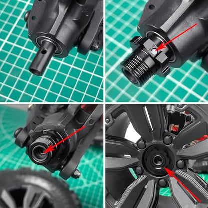 4Pack JGGZONE Aluminum 17mm Splined Wheel Hex Hub Extension Adapter Drive Hub with Nuts Compatible with 1/8 ARRMA KRATON EXB Upgrade Replacement Parts