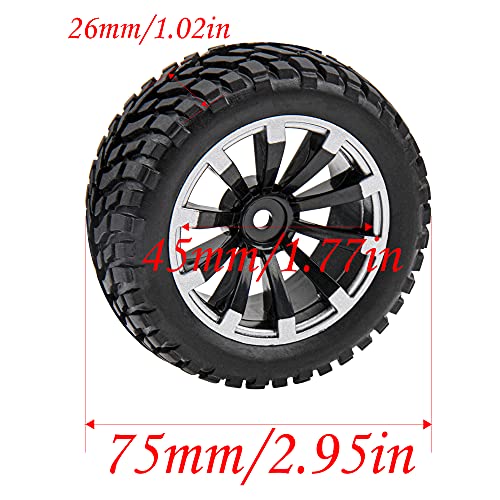 12mm Hex Hub 75mm/2.95'' Rubber Tires & Plastic Wheel Rims with Foam Compatible with HSP Tamiya HPI Kyosho 1/10 On-Road Touring Car,WLtoys 1/14 144001 RC Buggy (10-Spoke) - style: 10-Spoke