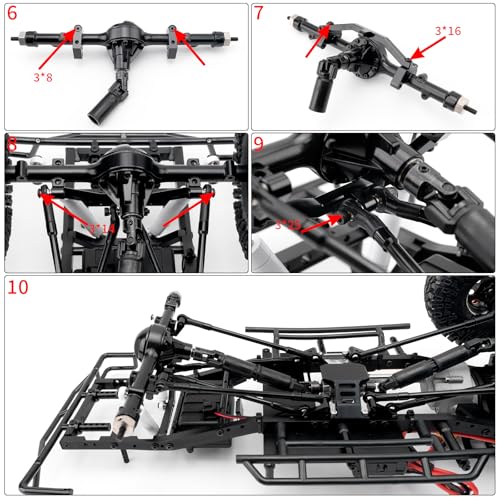 Aluminium Alloy 4 Link Kit Rear Axle with Panhard Bar Setup Upgrade Parts for 1/10 TF2 Trail Finder 2 RC Crawler Car