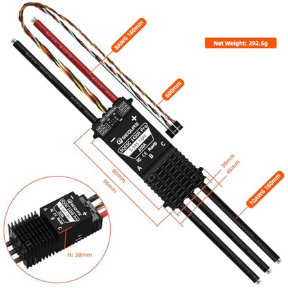 SEQURE 200A Brushless ESC 5-14S Lipo for Drones Helicopters Surfboards | Electric Speed Controller with 12V 15A BEC and 5V Fan AM32 - color: AM32
