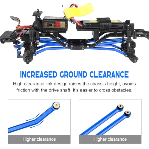 High Clearance Steering Links Set for Axial SCX24 C10 AXI00001 Wrangler JLU AXI00002, 8PCS (Blue) - color: Blue
