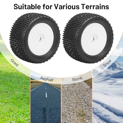 17mm Hex RC Wheel and Tires, daitoku 1/8 RC Off Road Racing Truck Tires and Wheels for Arrma Typhon 6S Talion 4WD HPI HSP Bazooka Camper Kyosho TRAXXAS - White