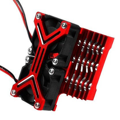Motor Heatsink Dual Cooling Fan 40-42mm Compatible with 1/7 1/8 Arrma Traxxas RC Car Fit 4068 4074 4082 4268 4274 Motors (Red)