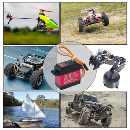 4Pack 20KG Digital Servo, DS3218 High Torque Full Metal Gear High Speed Waterproof RC Servo with 25T Servo Arm for 1/8 1/10 Scale Crawler RC Car Boat 180 Degree Control Angle