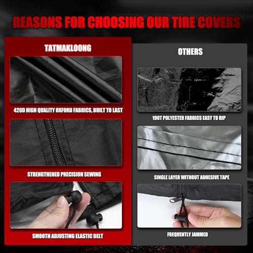 Tire Covers for Storage Outdoor, 420D Waterproof with Zipper Drawstring Lock, Universal Truck RV Trailer Tire Storage, All Season (Holding 4 Tires Within 32 Inch Diameter) - size: 420D 33 inch Diameter x 47inch H