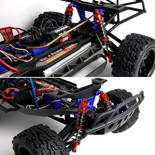 RC Car Oil Shocks Front & Rear Shock Absorber Damper Set for 1/10 TRX Slash 2WD / Hoss/Rustler 4X4 VXL/Slash 4X4 / Bandit/Ford/Stampede Replacement Parts #5862 (Red) - color: Red