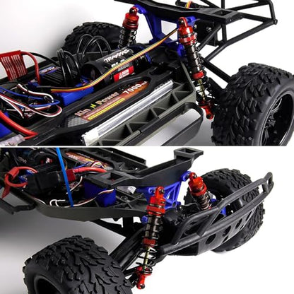RC Car Oil Shocks Front & Rear Shock Absorber Damper Set for 1/10 TRX Slash 2WD / Hoss/Rustler 4X4 VXL/Slash 4X4 / Bandit/Ford/Stampede Replacement Parts #5862 (Red) - color: Red