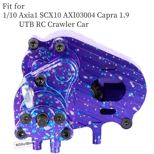 RC Transmission w/Gear Upgrades Part for 1/10 SCX10 AXI03004 Capra 1.9 UTB,Aluminium Alloy Complete Gearbox Transmission Case with Gear,Mix Purple&Blue - color: Multicolorred(1set)
