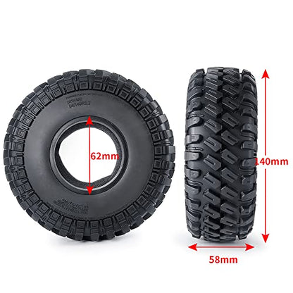 4PCS RC Tires 2.2inch RC Rubber Tyre Set 140mm/5.51inch with Foam Insert for 1/10 RC Crawler Axial SCX10 AX10 Wraith D90