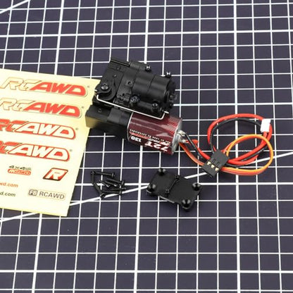 RCAWD Alum SCX24 2 Speed Transmission 72T 130 Motor Set for Axial 1/24 SCX24 AX24 Series Upgrades Part Black