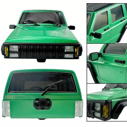 6.10in Wheelbase ABS Hardtop Cherokee Body for TRX4M Bronco Defender Chassis, 1/18 RC Crawler Body Shell with Front & Rear Bumpers (Green) - color: Green