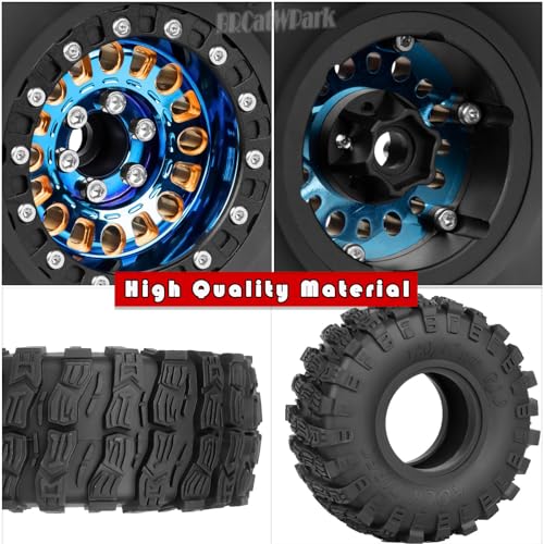 1.9 Brass Wheel Tires for 1/10 SCX10 SCX10 II 90046 SCX10 III AXI03007 SCX10 Pro TRX4 TRX6 Gen7/8 D90 VS4-10 MST CFX RC Crawler Car,1.9 Brass&Aluminum RC Off Road Wheels and Tires,Colorful - color: Colorful - (4pcs Wheel Tires)