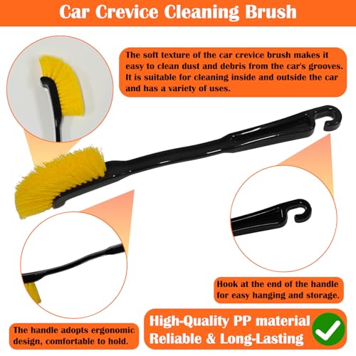 5Pcs Car Weatherstrip Installation & Cleaning Tool Kit – 2 Microfiber Towels, Groove Brush, Dual-Head ABS Shovel & 90° Metal Hook for Trim Groove, Roof Seal & Sunroof Strip