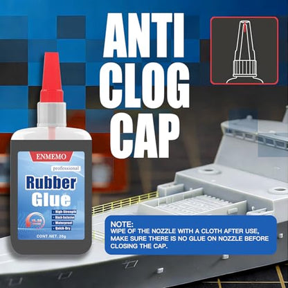 (2-in-1) Black Rubber Glue with Brush Applicator&Nozzle,for Tire&Tube,&Edge | Anti-clogging cap/Fast-Drying/Waterproof clear/High-Strength/Bonding Between Rubbers,Rubber and Other Materials