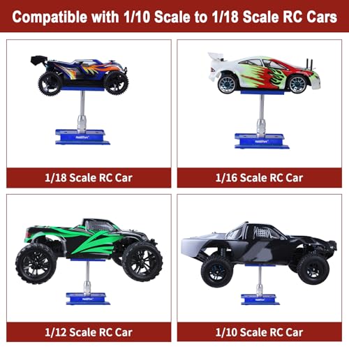 Hobbypark Aluminum RC Car Work Stand Repair Workstation 360 Degree Rotation Lift/Lower w/Screw Tray for 1/10 1/12 1/16 Scale Car Truck Buggy (Navy Blue with Screw Tray)