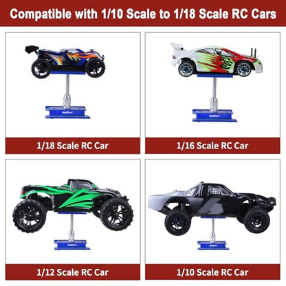 Hobbypark Aluminum RC Car Work Stand Repair Workstation 360 Degree Rotation Lift/Lower w/Screw Tray for 1/10 1/12 1/16 Scale Car Truck Buggy (Navy Blue with Screw Tray)