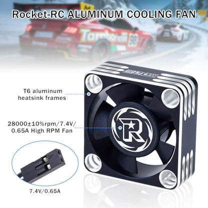 30mm RC Motor Fan 28000RPM ESC Cooling Fan for RC Car 1/8 1/10 1/12 Scale 540 550 Brushless Motor (Black Silver) - style: 30mm Black Silver
