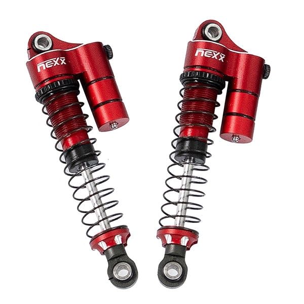 Nexx Racing Reservoir Shocks (4pcs) for 1/18 RC Crawler Redcat Ascent-18 - Remote Control Car, RC Cars, RC Crawler 1/18 4WD Nexx Racing Upgrade Parts (HELIDIRECT) (RED - 59mm) - color: Red - 59mm