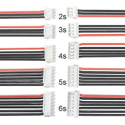 FLY RC 10pcs 22AWG 2S 3S 4S 5S 6S Lipo Battery Balance Charger Cable JST XH Connector Adapter Plug(Each 2pcs - style: 2s-6s（each 2pcs）