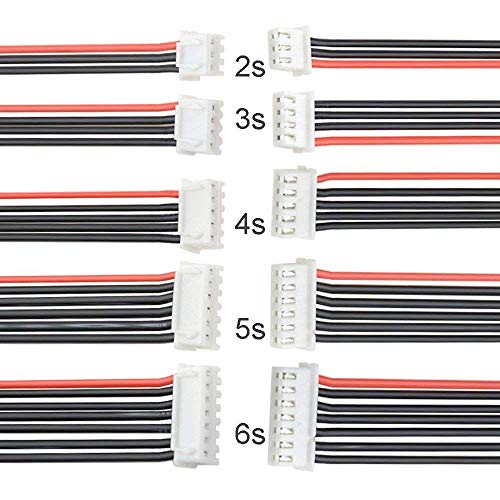FLY RC 10pcs 22AWG 2S 3S 4S 5S 6S Lipo Battery Balance Charger Cable JST XH Connector Adapter Plug(Each 2pcs - style: 2s-6s（each 2pcs）