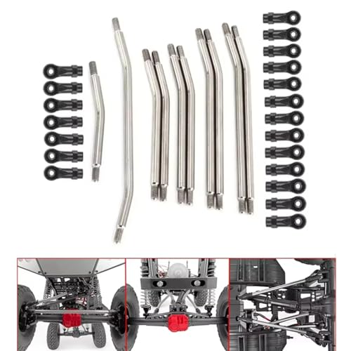 RC car Components Compatible with Axial for SCX10 II 90046 1/10 RC Car Upgrade Parts 10Pcs 313mm Stainless Steel Steering Link Rod Set with Nylon Ball Ends