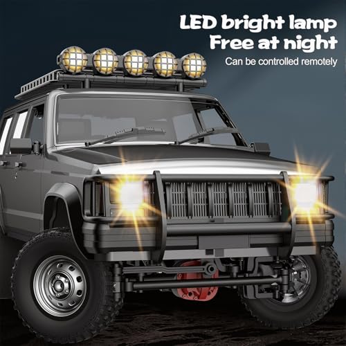 Goolsky RC Rock Crawler, 1:12 Scale Remote Control Car, 4WD Off Road RC Truck, 2.4Ghz All Terrains Climbing Vehicle, RC Car with LED Lights for Adults, Include 2 Batteries (Silver) - color: Silver