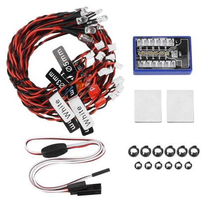 12 RC Car Headlights Taillight Flashing Light System Smart Simulation RC Truck Led Lights Lamp Kit for Tamiya/HSP CC01 1/10 1/8 Cars, Crawler, Off-Road, Sport Racing, Steering, Brake