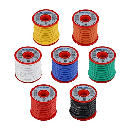 BNTECHGO 8 Gauge Silicone Wire Kit 7 Color Each 10 ft Flexible 8 AWG Stranded Tinned Copper Wire - color: 7 colors, size: 8 AWG 10 ft per color