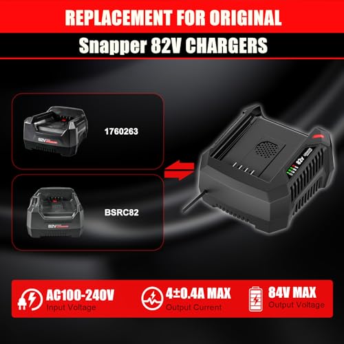 BSRC82 4.0A Rapid Charger Replacement for Briggs & Stratton Snapper XD 82V Max Battery Charger 1760263, Compatible with 82 Volt Lithium Ion Battery BSB2AH82/BSB4AH82/BSB5AH82/1760266/1760265/1760966