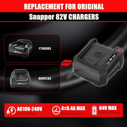 BSRC82 4.0A Rapid Charger Replacement for Briggs & Stratton Snapper XD 82V Max Battery Charger 1760263, Compatible with 82 Volt Lithium Ion Battery BSB2AH82/BSB4AH82/BSB5AH82/1760266/1760265/1760966
