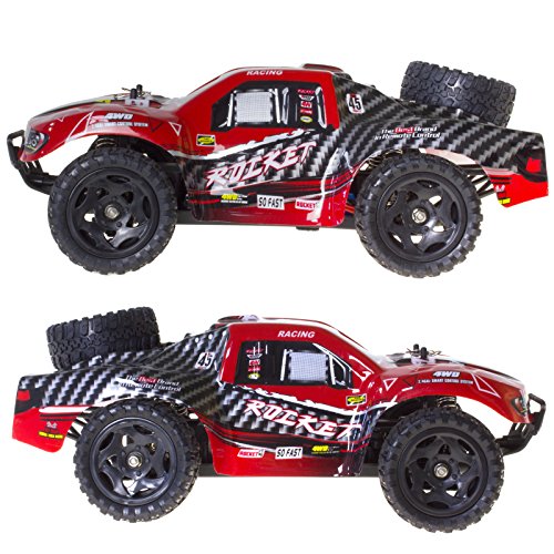 1:16 Scale Short Course RC Car, 40KM/H High Speed 4WD Remote Control Truck | Off-Road Remote Control Car, Strong Shockproof Resistance - color: Red