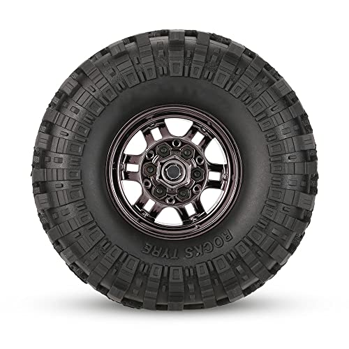 Goolsky 4Pcs AUSTAR AX-4020C 1.9 Inch 110mm 1/10 Rock Crawler Tires with Beadlock Wheel Rim for D90 SCX10 AXIAL RC4WD TF2 RC Car