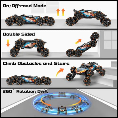 8WD Gesture Sensing RC Stunt Car Toys for Boys Age 8-12, 2.4GHz Hand Controlled Remote Control Car with Light & Music & Spray, Cool Christmas Birthday Present Gifts for Kids 6 7 8 9 10 11 12 Years Old