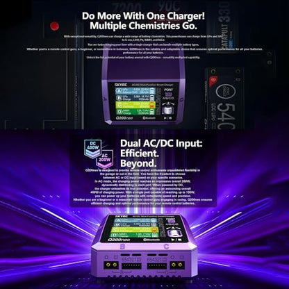 GoolRC Q200neo AC/DC Multi-Function Smart Charger, Lipo Battery Charger | Balance Charger Discharger, AC 200W DC 400W 10A for 1-6S LiPo/Life/LiIon/LiHV, 2-15S NiMH/NiCd, 3S/6S/12S Pb Batteries