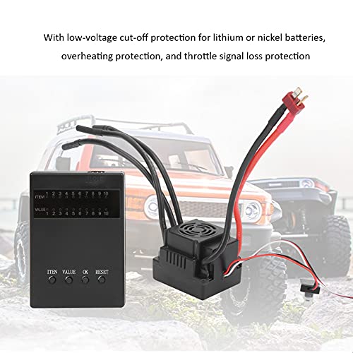 Waterproof 120A Brushless ESC for RC Car, Remote Control Brushless ESC with Programming Card, Sensorless Compatible, 5.8V/3A SBEC, Overheat and Low Voltage Protection