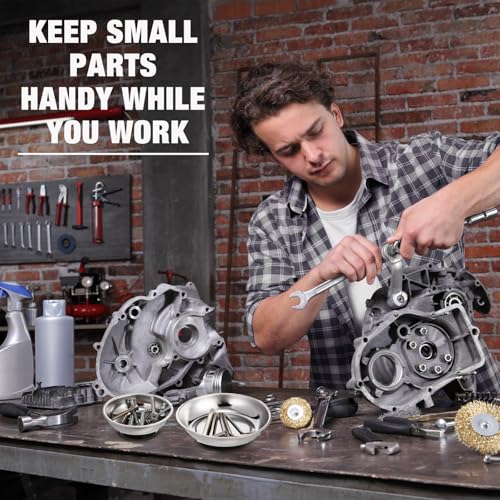 Jingmore 10 Pcs Magnetic Trays Set Includes 8 Round and Rectangular Magnet Tool Tray 1 Pair Black Magnetic Wristband and 1 Magnetic Pickup Tool for Parts Socket Screw Nut Bolt Mechanic and Automotive