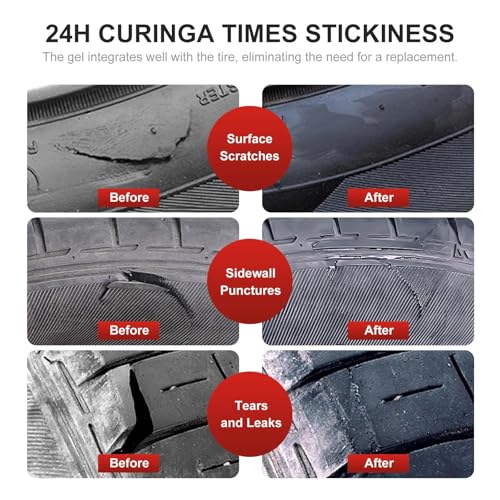 Tire Repair Glue, Tire Sealant Black Rubber Cement Repair Cracks | Suitable for All Tire Types, Seamless Strong Bonding, Heavy Duty, Flexible, Waterproof, Weather Resistance