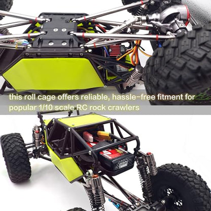 Nylon Rock Buggy Roll Cage Body Shell Chassis Kit for SCX10 ll 90046(Green) | Roll Cage Rock Buggy Body Shell,1/10 RC Crawler Upgrade Parts,High-strength,Easy Assembled - color: Green