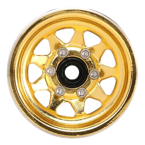 INJORA 1.0 Beadlock Wheel Stamped Steel Beadlock Deep Dish 1.0" Wheels for 1/18 TRX4M Axial SCX24 Gladiator Deadbolt Bronco C10 JLU Upgrade Parts(Yellow) - color: Yellow