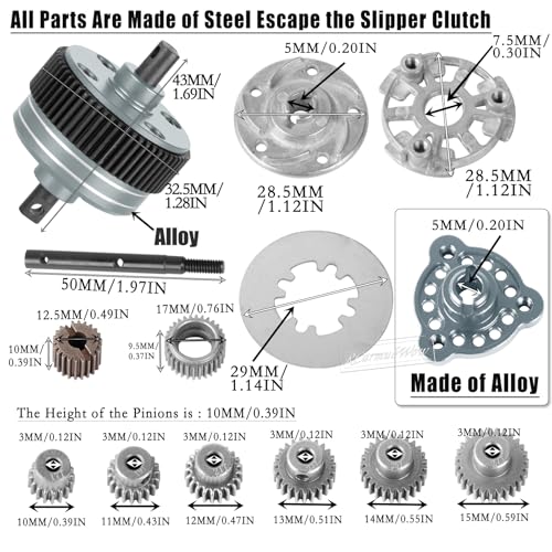 Metal Transmission Complete Upgrades Part for 1/10 Slash/Rustler/Stampede/Bandit 2WD(VXL),Gearbox Case w/76T 83T 86T 90T Gear,Diff,Slipper Clutch & Rebuild Kit,Pressure Plate,Titanium - color: Titanium(1set)