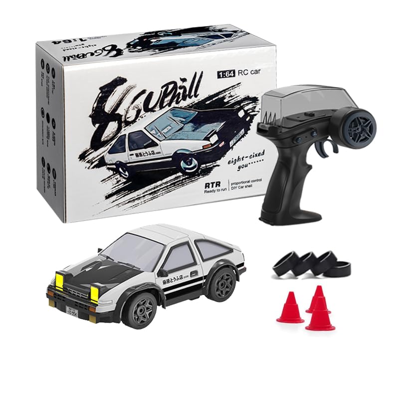 1/64 Scale Drift RC Car, 2.4Ghz Mini Sports Car, 4WD RC Truck Model Toys, Full Proportional, with Replaceable Tires, Gift for Adults and Kid - color: Gray